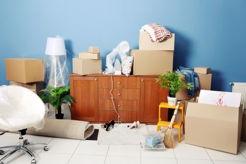 Organized storage space in Slade Green with neatly arranged boxes