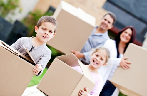 Apartment removals in Sladegreen with stairs and boxes being carried